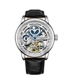 Stuhrling Men's Black Leather Strap Watch 49mm In Black