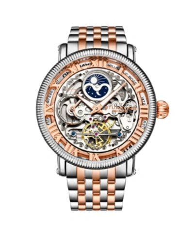 Stuhrling Men's Rose Gold - Silver Tone Stainless Steel Bracelet Watch 49mm In Dusty Rose