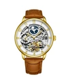 Stuhrling Men's Light Brown Leather Strap Watch 40mm In Brown
