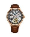 Stuhrling Men's Dark Brown Leather Strap Watch 40mm In Dark Brown