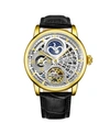 Stuhrling Men's Black Leather Strap Watch 43mm In Black