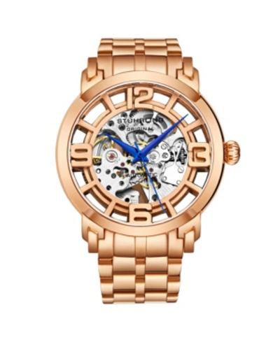 Stuhrling Men's Rose Gold Stainless Steel Bracelet Watch 44mm In Dusty Rose