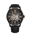 Stuhrling Men's Black Leather Strap Watch 42mm In Black