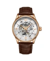 STUHRLING MEN'S BROWN LEATHER STRAP WATCH 42MM