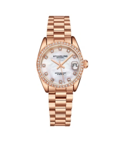 Stuhrling Women's Rose Gold Stainless Steel Bracelet Watch 31mm In Dusty Rose
