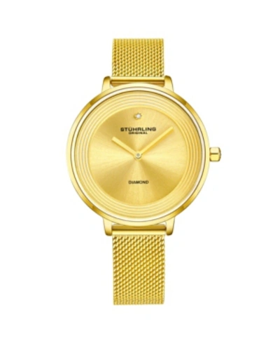 Stuhrling Women's Gold Tone Mesh Stainless Steel Bracelet Watch 37mm