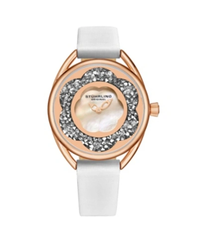 Stuhrling Women's White Leather Strap Watch 38mm