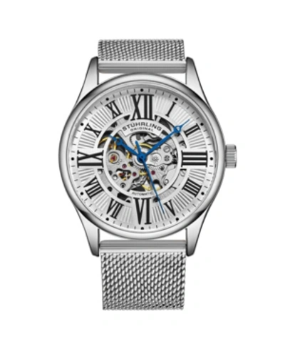 Stuhrling Men's Silver Tone Stainless Steel Bracelet Watch 42mm