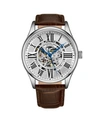 Stuhrling Men's Brown Leather Strap Watch 42mm In Brown