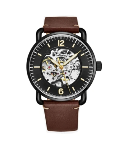 Stuhrling Men's Brown Leather Strap Watch 42mm