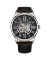 Stuhrling Men's Black Leather Strap Watch 42mm In Black