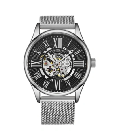 Stuhrling Men's Silver Tone Stainless Steel Bracelet Watch 42mm