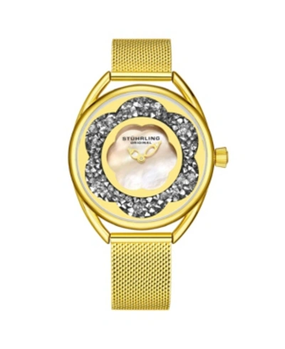 Stuhrling Women's Gold Tone Mesh Stainless Steel Bracelet Watch 38mm