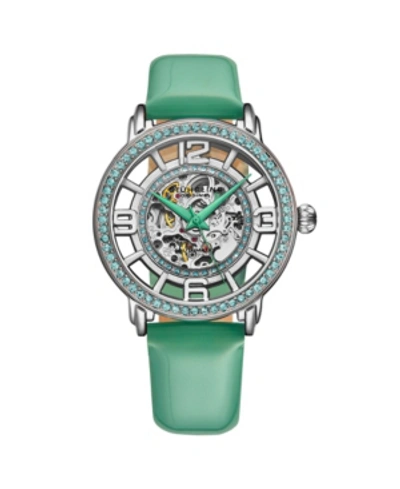 Stuhrling Women's Green Leather Strap Watch 38mm