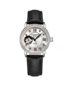 Stuhrling Womens Automatic Black Leather Strap Watch 3952 1 In Black