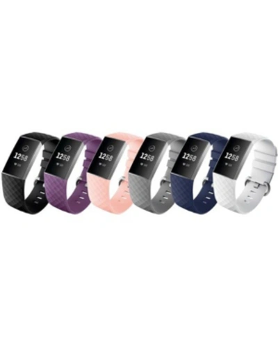 Posh Tech Unisex Fitbit Versa Charge 3 Assorted Silicone Watch Replacement Bands - Pack Of 6 In Multi