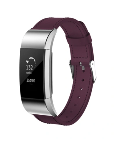 Posh Tech Unisex Fitbit Charge 2 Purple Genuine Leather Watch Replacement Band