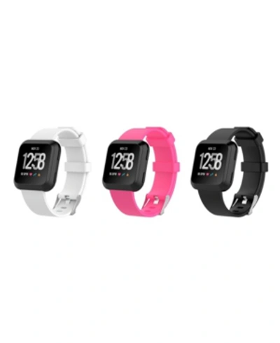 Posh Tech Unisex Fitbit Versa Assorted Silicone Watch Replacement Bands - Pack Of 3 In Multi