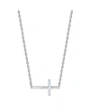 Unwritten Thin East West Cross Station Plated Silver Necklace In Silver