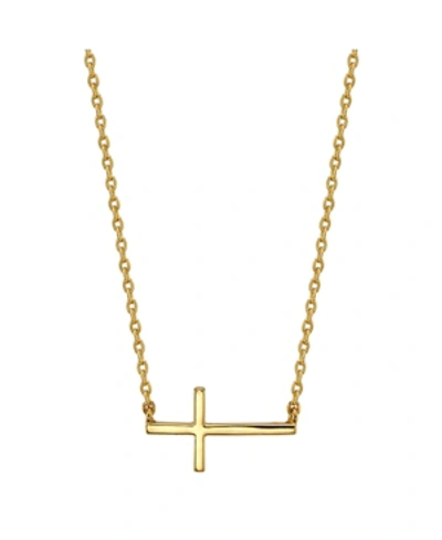 Unwritten Thin East West Cross Station Plated Silver Necklace In Gold