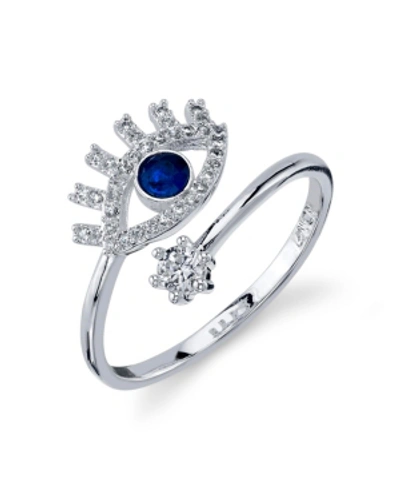 Unwritten Silver Plated Cubic Zirconia Evil Eye Wrap Around Ring