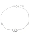 Giani Bernini Cubic Zirconia Pave Interlocking Circles Ankle Bracelet In Sterling Silver Or Two Tone Sterling Silv In Sterling Silver