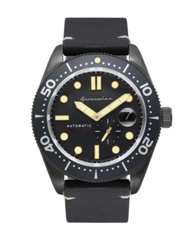 Spinnaker Men's Croft Automatic Black Genuine Leather Strap Watch 43mm