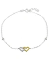 Giani Bernini Cubic Zirconia Pave Interlocking Hearts Ankle Bracelet In Sterling Silver Or Two Tone Sterling Silve In Twotone