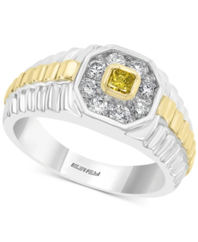Effy Collection Effy Men's Diamond Halo Two-tone Ring (5/8 Ct. T.w.) In 14k Gold & White Gold