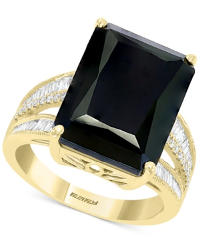 Effy Collection Effy Onyx & Diamond (3/8 Ct. T.w.) Statement Ring In 14k Gold In Yellow Gold