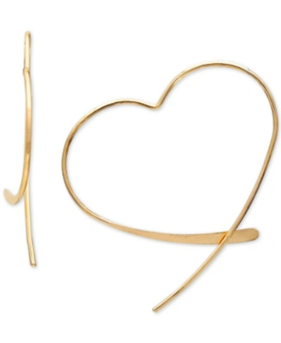 Giani Bernini Wire Heart Threader Earrings In 18k Gold-plated Sterling Silver, Created For Macy's