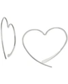 Giani Bernini Wire Heart Threader Earrings In Sterling Silver, Created For Macy's In Sterling Silver
