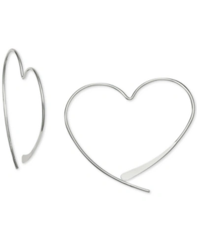 Giani Bernini Wire Heart Threader Earrings In Sterling Silver, Created For Macy's