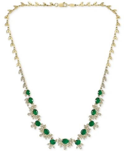 Effy Collection Effy Emerald (7-1/2 Ct. T.w.) & Diamond (2-1/2 Ct. T.w.) 16" Statement Necklace In 14k Gold