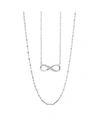 UNWRITTEN SILVER PLATED CLEAR CUBIC ZIRCONIA INFINITY DUO NECKLACE WITH STUDDED SECOND CHAIN