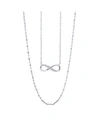 Unwritten Silver Plated Clear Cubic Zirconia Infinity Duo Necklace With Studded Second Chain In Silver