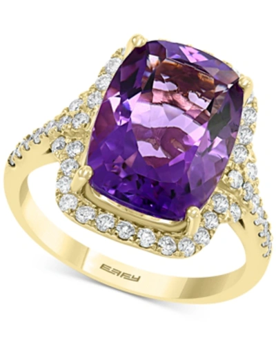 Effy Collection Effy Amethyst (5-5/8 Ct. T.w.) & Diamond (1/2 Ct. T.w.) Emerald-cut Ring In 14k Gold