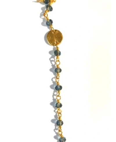 Roberta Sher Designs 14k Gold Filled Semiprecious Stones And Coin Accents Handwrapped Necklace In London Blue