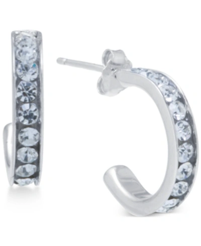 Giani Bernini Small (5/8") Crystal Hoop Earrings In Sterling Silver