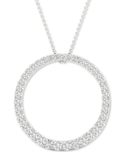 Forever Grown Diamonds Lab-created Diamond Circle Pendant Necklace (1/2 Ct. T.w.) In Sterling Silver, 16" + 2" Extender In White Gold