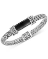 EFFY COLLECTION EFFY MEN'S ONYX WOVEN BRACELET IN STERLING SILVER