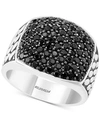 Effy Collection Effy Men's Black Spinel Cluster Ring In Sterling Silver In Black Spinel