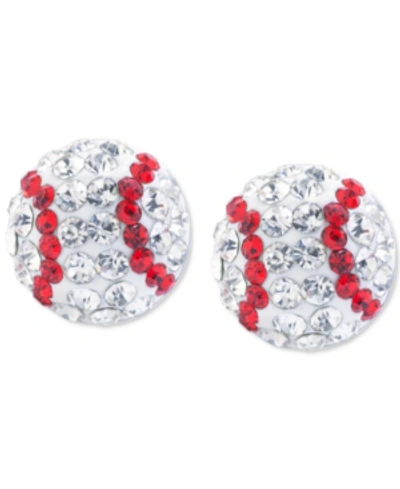 Giani Bernini Crystal Baseball Stud Earrings In Sterling Silver