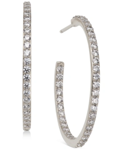 Ava Nadri Medium Cubic Zirconia In & Out Hoop Earrings, 1.125" In Silver