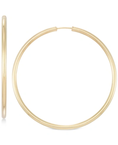 Italian Gold Medium Highly Polished Endless Hoop Earrings In 14k Gold, In Yellow Gold