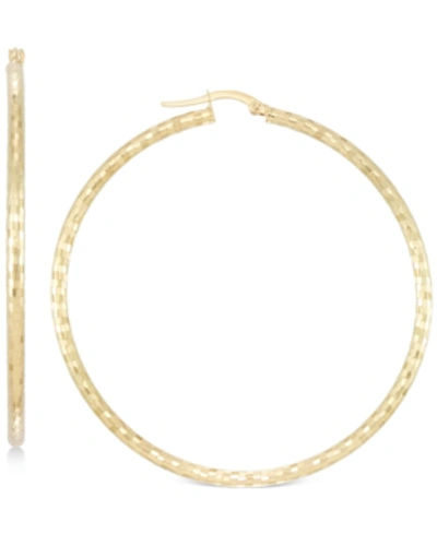 Italian Gold Medium Textured Hoop Earrings In 14k Gold In Yellow Gold