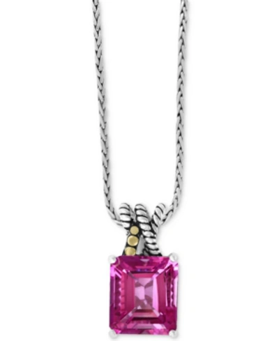 Effy Collection Effy Pink Topaz (14-3/4 Ct. T.w.)18" Pendant Necklace In Sterling Silver & 18k Gold