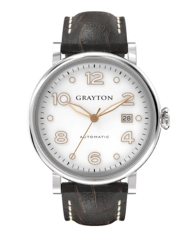Grayton Men's Classic Collection Brown Crocodile-embossed Leather Strap Watch 44mm