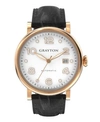 GRAYTON MEN'S CLASSIC COLLECTION BLACK CROCODILE-EMBOSSED LEATHER STRAP WATCH 44MM