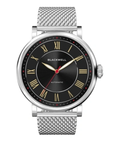 Blackwell Sunray Black Dial With Silver Tone Steel And Silver Tone Steel Mesh Watch 44 Mm